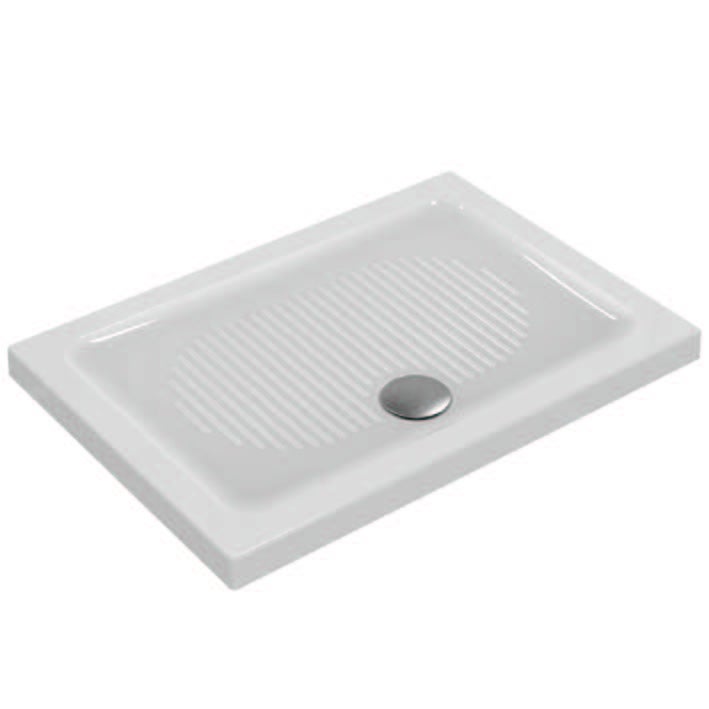 Immagine di Ideal Standard CONNECT piatto doccia rettangolare L.100 P.70 cm, per installazione sopra o filo pavimento, colore bianco T267401