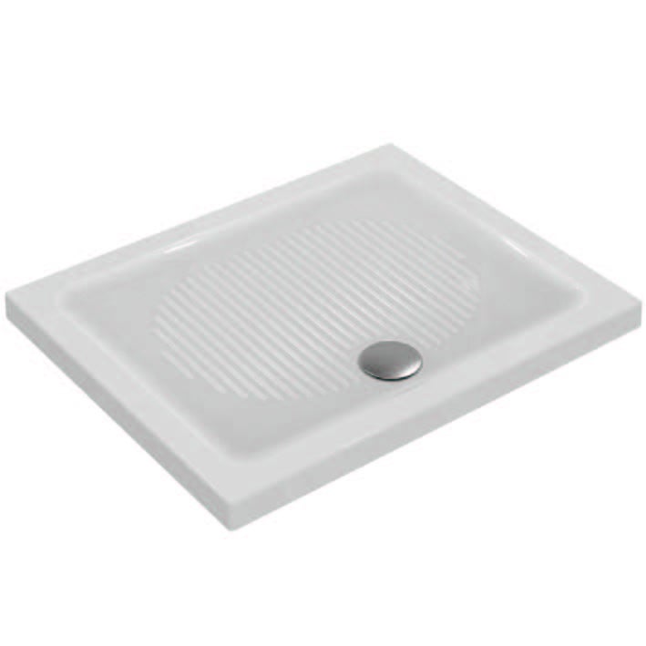 Immagine di Ideal Standard CONNECT piatto doccia rettangolare L.100 P.80 cm, per installazione sopra o filo pavimento, colore bianco T267601