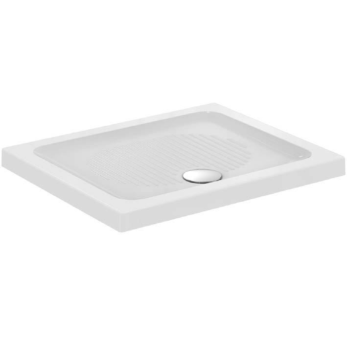 Immagine di Ideal Standard CONNECT piatto doccia rettangolare L.85 P.70 cm, per installazione sopra o filo pavimento, colore bianco T268801