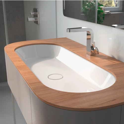 Immagine di Kaldewei CENTRO lavabo da sottopiano L.91 cm, senza troppopieno, colore bianco alpino 903306003001