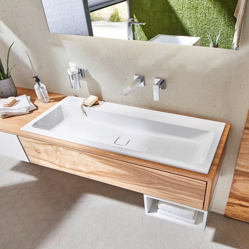 Immagine di Kaldewei CONO lavabo da incasso L.120 P.50 cm, senza foro e troppopieno, colore bianco alpino 901806003001