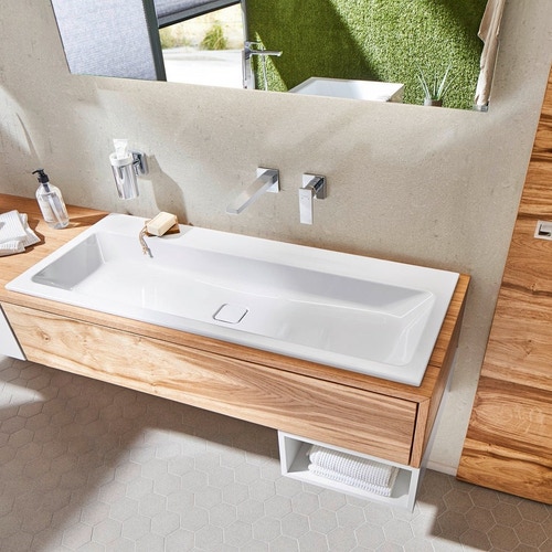 Immagine di Kaldewei CONO lavabo da incasso L.120 P.50 cm, monoforo, senza troppopieno, colore bianco alpino 901806013001