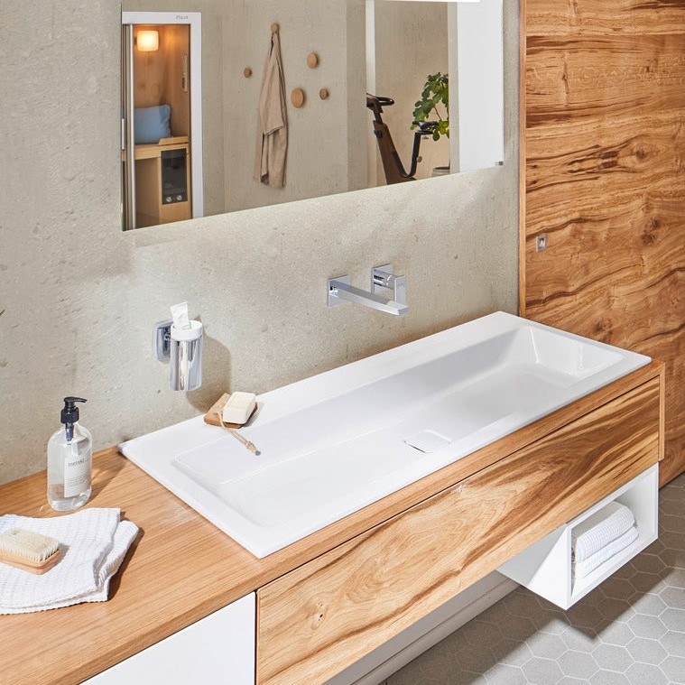 Immagine di Kaldewei CONO lavabo da incasso L.120 P.50 cm, monoforo, senza troppopieno, colore bianco alpino 901806013001