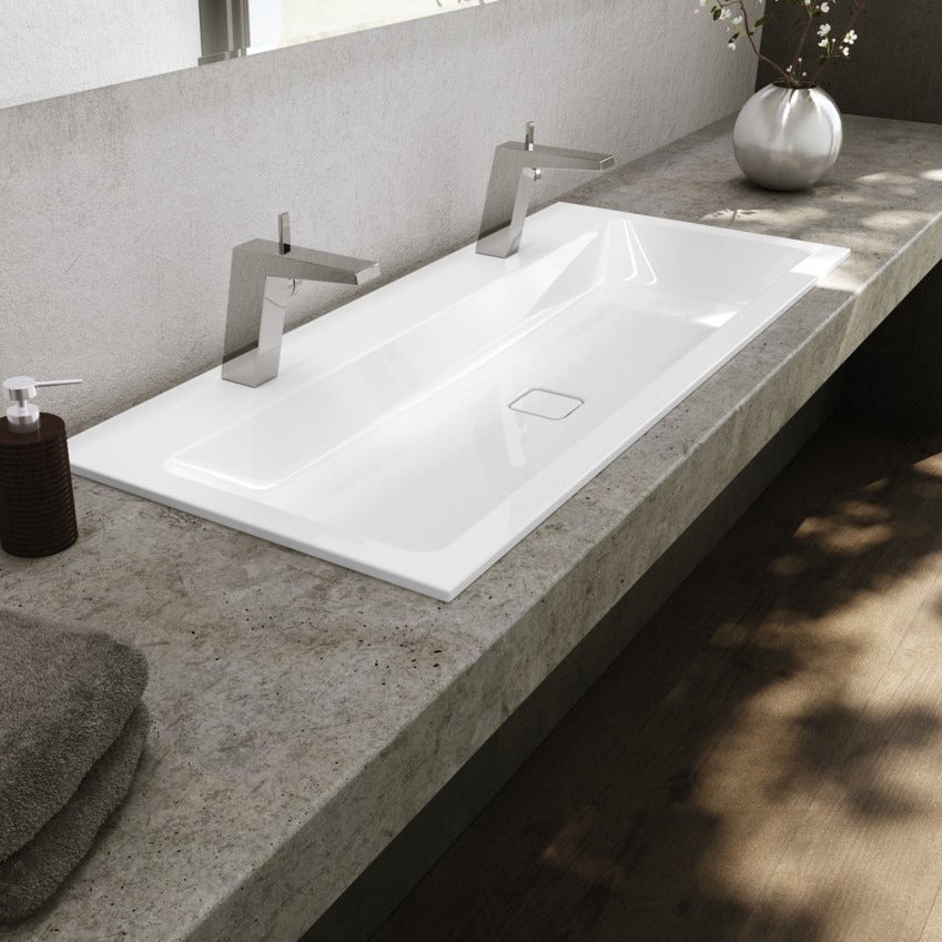 Immagine di Kaldewei CONO lavabo da incasso L.120 P.50 cm, monoforo, senza troppopieno, colore bianco alpino 901806013001