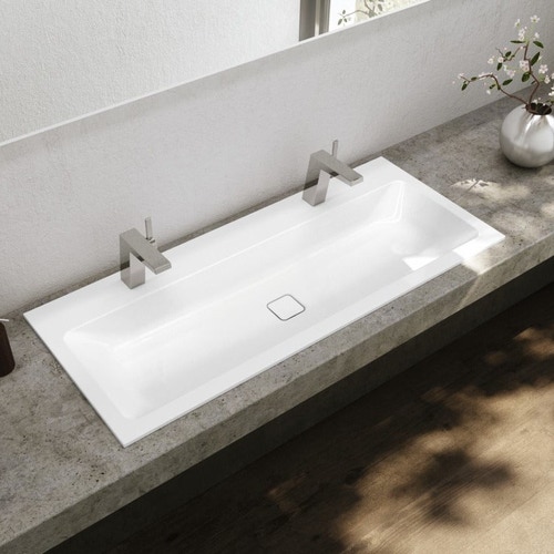 Immagine di Kaldewei CONO lavabo da incasso L.120 P.50 cm, 3 fori, senza troppopieno, colore bianco alpino 901806033001