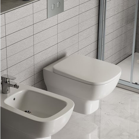 Ideal Standard T278601 ESEDRA vaso sospeso a cacciata con scarico a parete  e fissaggi nascosti, con sedile slim a sgancio rapido, colore bianco