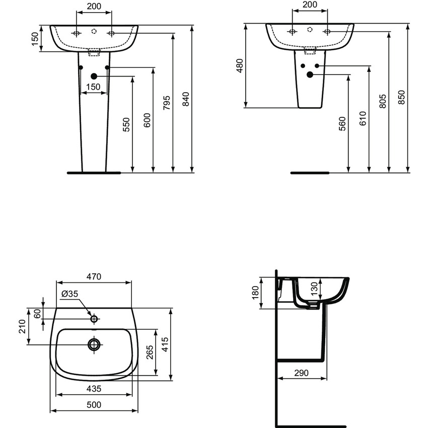Immagine di Ideal Standard ESEDRA lavabo 50 cm, monoforo, con troppopieno, colore bianco T280801