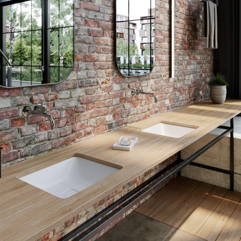 Immagine di Kaldewei CONO lavabo da sottopiano L.47 P.38,1 cm, senza foro e troppopieno, colore bianco alpino 908506003001