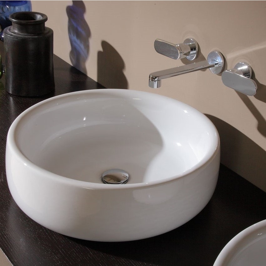 Immagine di Flaminia BONOLA 50 lavabo 50 cm, da appoggio su piano o su colonna, senza troppopieno, colore bianco finitura lucido BN50A