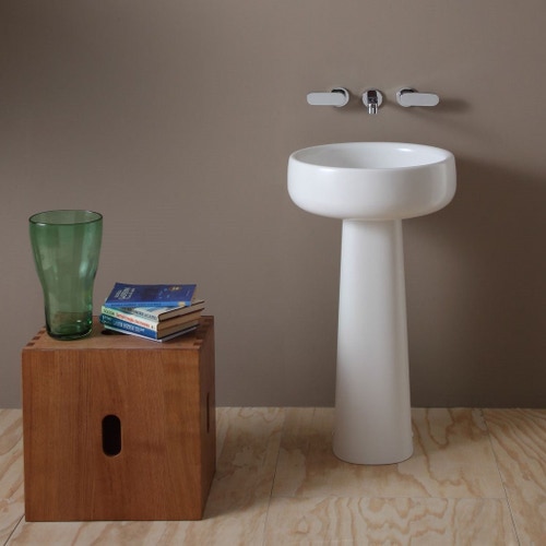 Immagine di Flaminia BONOLA 50 lavabo 50 cm, da appoggio su piano o su colonna, senza troppopieno, colore bianco finitura lucido BN50A