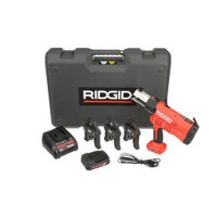 Immagine di Ridgid RP 340-B Pressatrice a batteria completo di ganasce U 16-18-20 mm caricabatteria da 230V, batteria A Li-Ion 18V 2.0 e cassetta di trasporto  43273