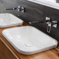 Immagine di Kaldewei EMERSO lavabo da semincasso 52x42 cm senza foro per rubinetto senza troppopieno, colore bianco 904606003001