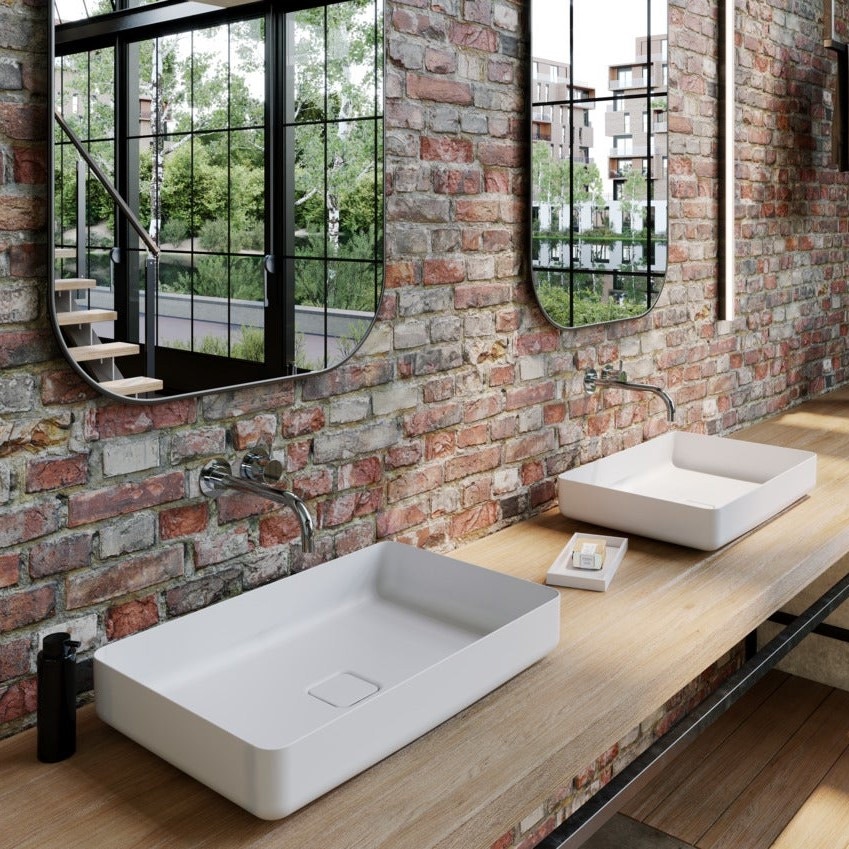 Immagine di Kaldewei MIENA lavabo da appoggio L.58 P.38 cm, senza troppopieno, colore bianco alpino 909606003001