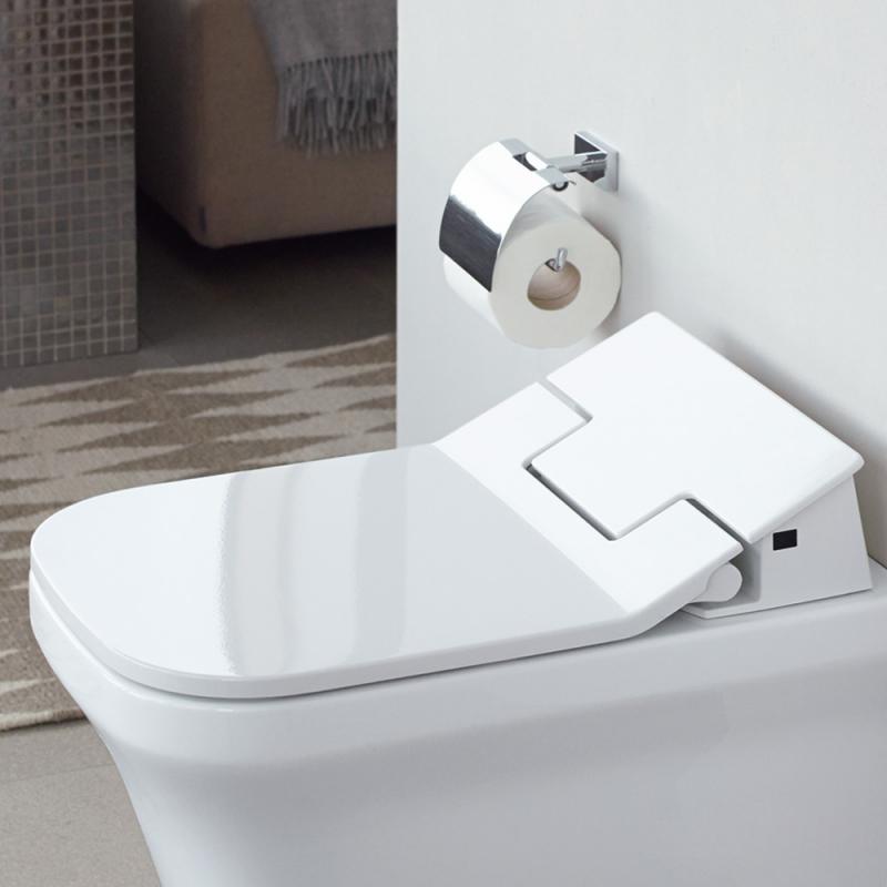 Immagine di Duravit SENSOWASH® set sedile elettronico SensoWash® Slim per DuraStyle e vaso sospeso DuraStyle Rimless, colore bianco 631001002004300