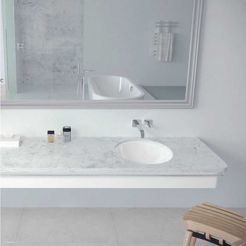 Immagine di Kaldewei CLASSIC lavabo sottopiano Ø 42 cm, senza fori, con troppopieno, colore bianco alpino 910006003001