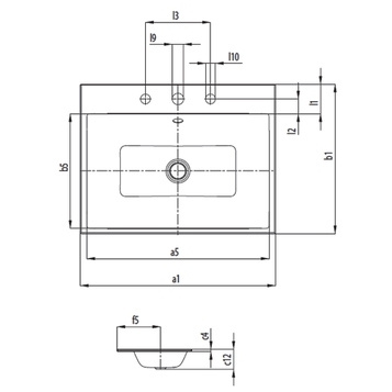 Immagine di Kaldewei PURO lavabo da incasso L.60 P.46 cm, monoforo, con troppopieno, colore bianco alpino 900106013001