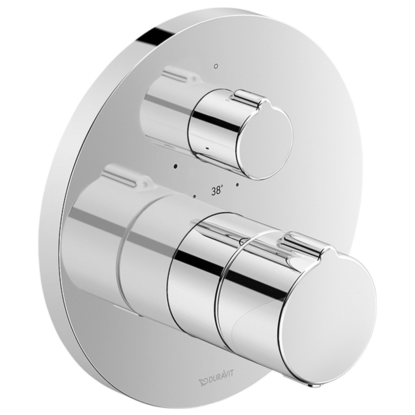 Immagine di Duravit C.1 miscelatore termostatico rotondo per doccia, ad 1 utenza, con valvola d'arresto, finitura cromo C14200016010