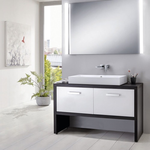 Immagine di Kaldewei PURO lavabo da appoggio L.90 P.46 cm, altezza del bordo 12 cm, senza foro, con troppopieno, colore bianco alpino 900806003001