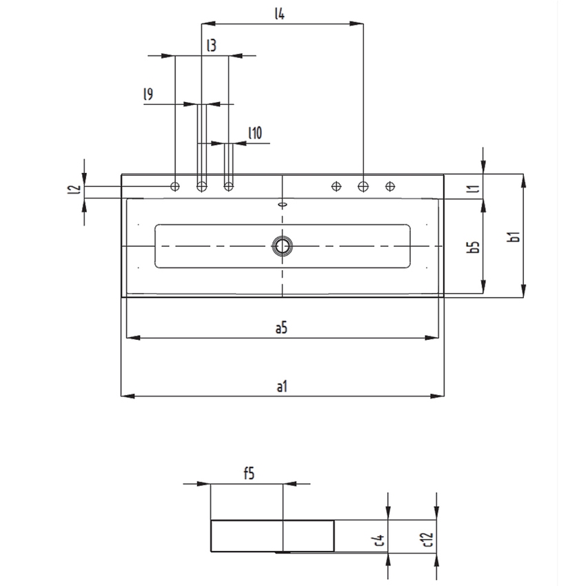 Immagine di Kaldewei PURO DOPPIO lavabo da appoggio L.120 P.46 cm, altezza del bordo 12 cm, 2 fori singoli, con troppopieno, colore bianco alpino 907006043001