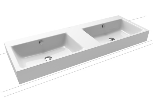 Immagine di Kaldewei PURO DOPPIO lavabo da appoggio 130x46 cm altezza del bordo 12 cm, senza foro per rubinetto con troppopieno, colore bianco 907206000001