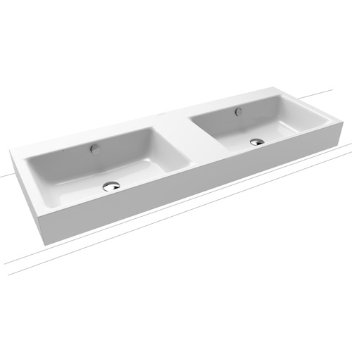 Immagine di Kaldewei PURO DOPPIO lavabo da appoggio 130x46 cm altezza del bordo 12 cm, senza foro per rubinetto con troppopieno, colore bianco 907206000001