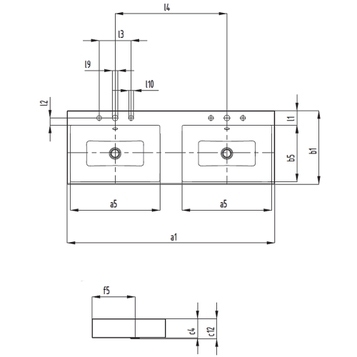 Immagine di Kaldewei PURO DOPPIO lavabo da appoggio L.130 P.46 cm altezza del bordo 12 cm, senza fori, con troppopieno, colore bianco alpino 907206003001
