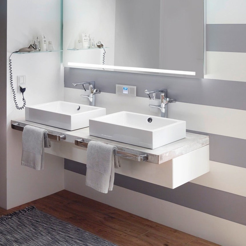 Immagine di Kaldewei PURO S lavabo da appoggio L.60 P.38.5 cm, altezza del bordo 12 cm, senza foro, con troppopieno, colore bianco alpino 909106003001