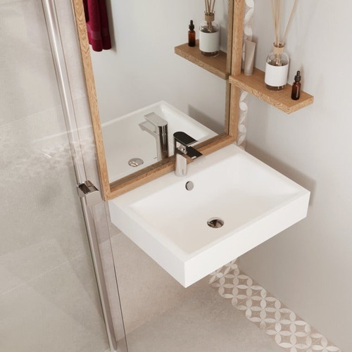 Immagine di Kaldewei PURO lavabo da parete L.60 P.46 cm, 3 fori, con troppopieno, colore bianco alpino 901406033001