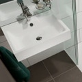 Immagine di Kaldewei PURO lavabo da parete L.60 P.46 cm, monoforo, con troppopieno, colore bianco alpino 901406013001