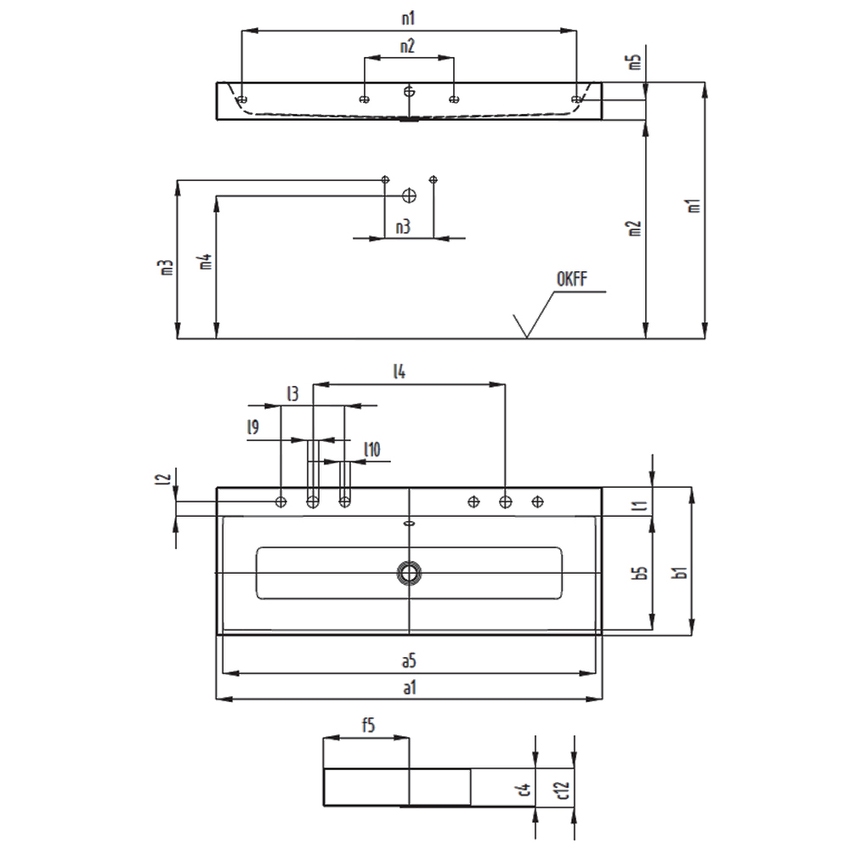 Immagine di Kaldewei PURO DOPPIO lavabo da parete L.120 P.46 cm, senza foro per rubinetteria, con troppopieno, colore bianco alpino 906806043001