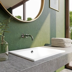 Immagine di Kaldewei SILENIO lavabo da semincasso L.60 P.46 cm, senza foro, con troppopieno, colore bianco alpino 907706003001