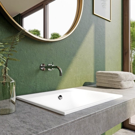 Immagine di Kaldewei SILENIO lavabo da semincasso L.60 P.46 cm, senza foro, con troppopieno, colore bianco alpino 907706003001