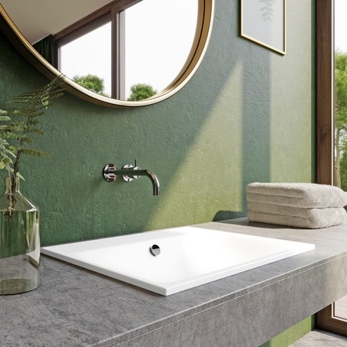 Immagine di Kaldewei SILENIO lavabo da semincasso L.60 P.46 cm, senza foro, con troppopieno, colore bianco alpino 907706003001