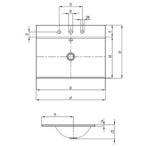 Immagine di Kaldewei SILENIO lavabo da semincasso L.60 P.46 cm, senza foro, con troppopieno, colore bianco alpino 907706003001