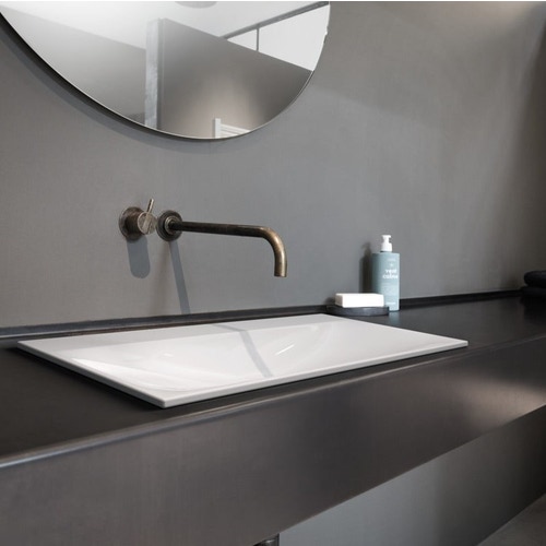 Immagine di Kaldewei SILENIO lavabo da semincasso L.90 P.46 cm, monoforo, con troppopieno, colore bianco alpino 907806013001