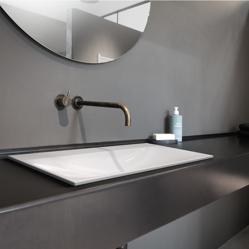 Immagine di Kaldewei SILENIO lavabo da semincasso L.90 P.46 cm, monoforo, con troppopieno, colore bianco alpino 907806013001