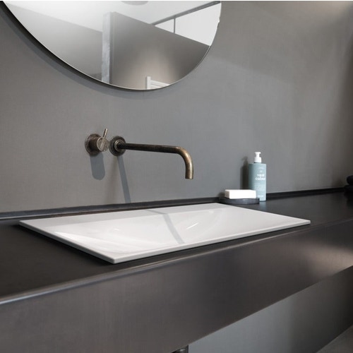 Immagine di Kaldewei SILENIO lavabo da semincasso L.90 P.46 cm, mono foro e troppopieno, colore bianco alpino 907806313001