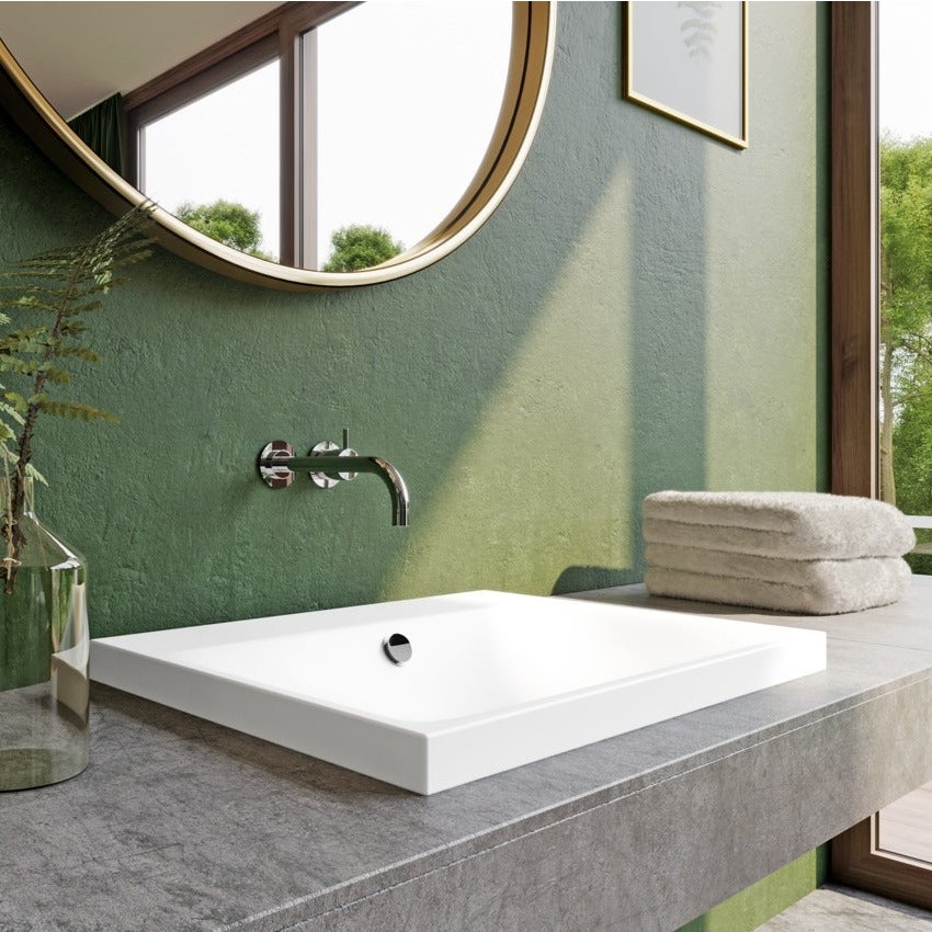 Immagine di Kaldewei SILENIO lavabo da appoggio L.60 P.46 cm, altezza del bordo 4 cm, senza foro, con troppopieno, colore bianco alpino 903906003001