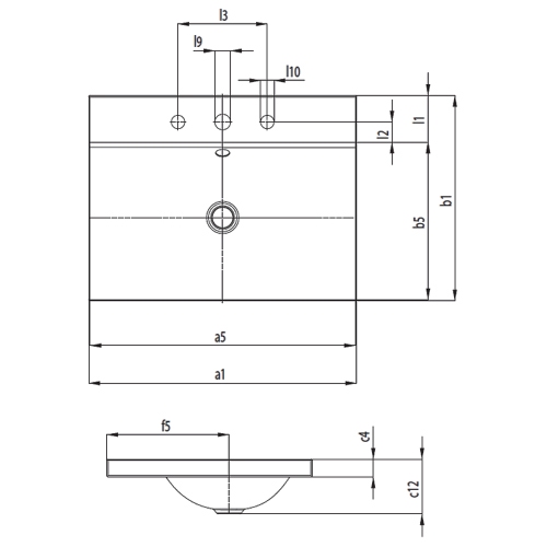 Immagine di Kaldewei SILENIO lavabo da appoggio L.60 P.46 cm, altezza del bordo 4 cm, monoforo, con troppopieno, colore bianco alpino 903906013001