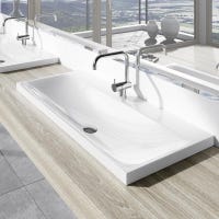 Immagine di Kaldewei SILENIO lavabo da appoggio L.90 P.46 cm, altezza del bordo 4 cm, monoforo, senza troppopieno, colore bianco alpino 904006303001