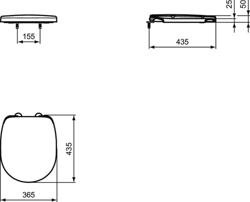 Immagine di Ideal Standard CONNECT SPACE sedile per vaso con cerniere in acciaio, colore bianco E129001