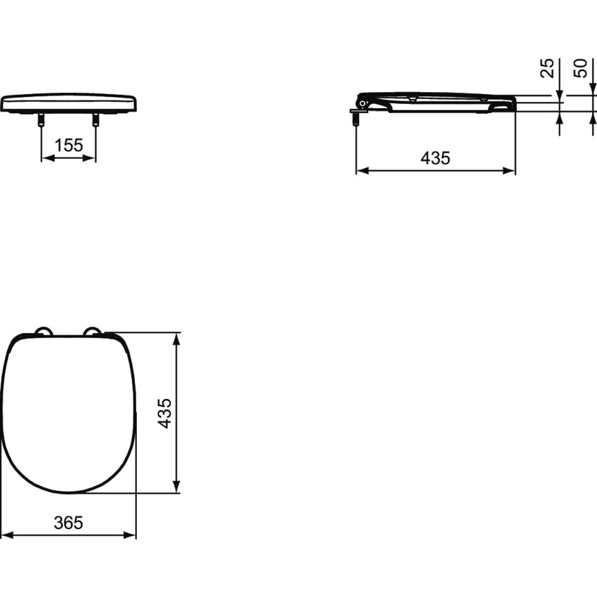 Immagine di Ideal Standard CONNECT SPACE sedile per vaso con cerniere in acciaio, colore bianco E129001