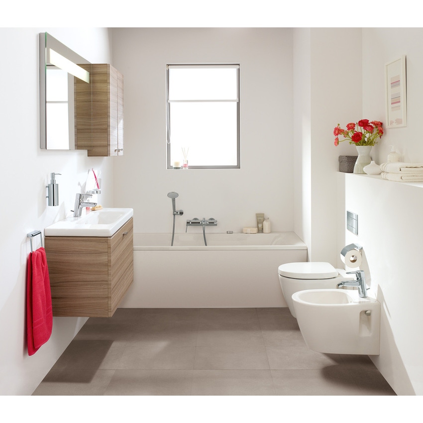 Immagine di Ideal Standard CONNECT SPACE sedile per vaso con cerniere in acciaio, colore bianco E129001