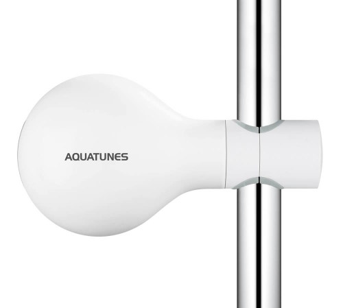 Immagine di Grohe Aquatunes Speaker altoparlante Bluetooth PHILIPS, resistente all'acqua, resistente agli urti, base per ricarica a induzione e adattatore per aste doccia finitura bianco 26268LV0