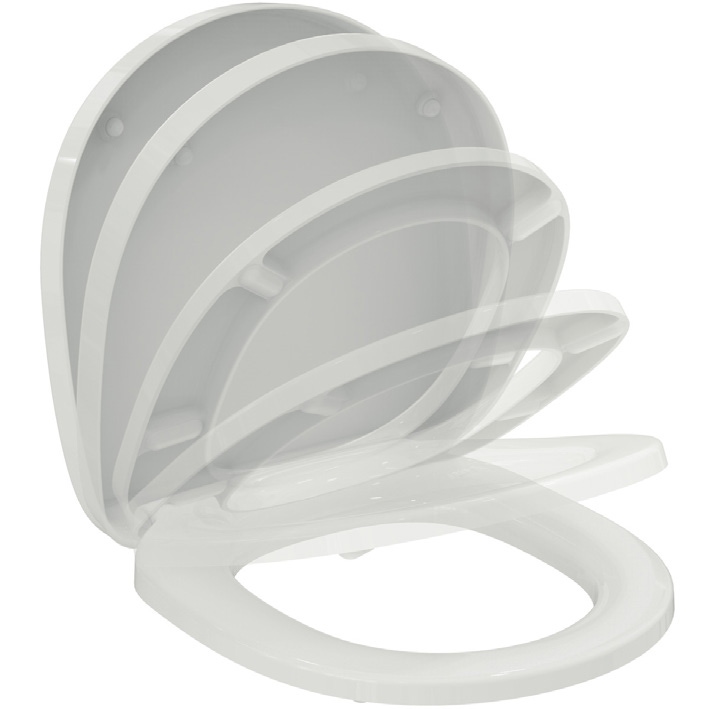Immagine di Ideal Standard CONNECT SPACE sedile per vaso con chiusura rallentata, cerniere in acciaio, colore bianco E129101