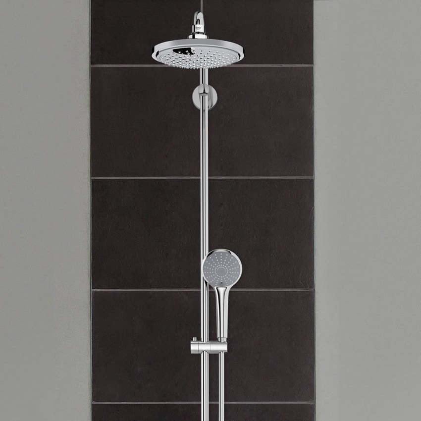 Immagine di Grohe Euphoria System Colonna Doccia Con Miscelatore Termostatico, Soffione Ø 180 mm e Bocca Vasca, Manopola Doccia Monogetto, Cromo, GROHE EcoJoy® finitura cromo 27475000