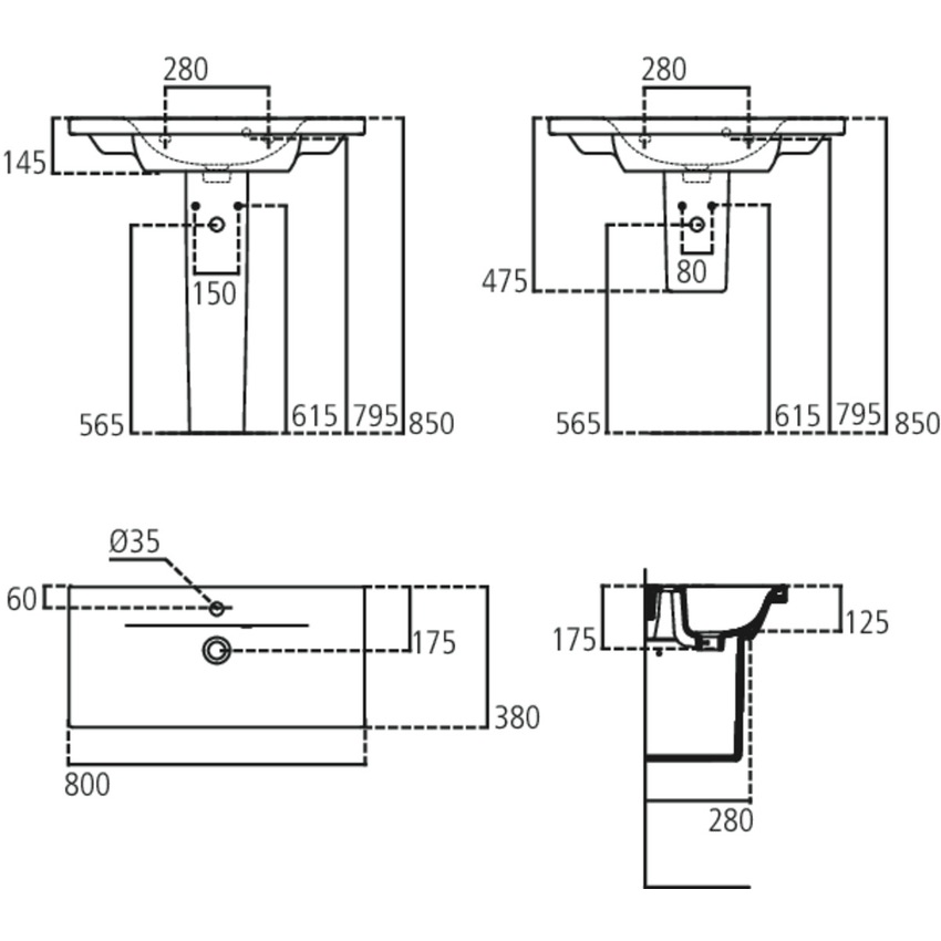 Immagine di Ideal Standard CONNECT SPACE semicolonna per lavabo, colore bianco E711401