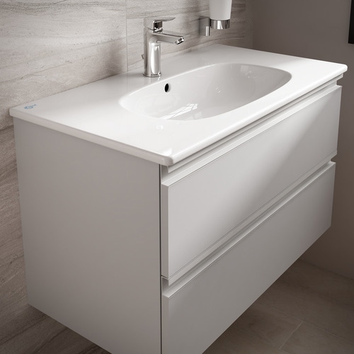 Immagine di Ideal Standard TESI lavabo top L.80 cm monoforo, con troppopieno, colore bianco T350901