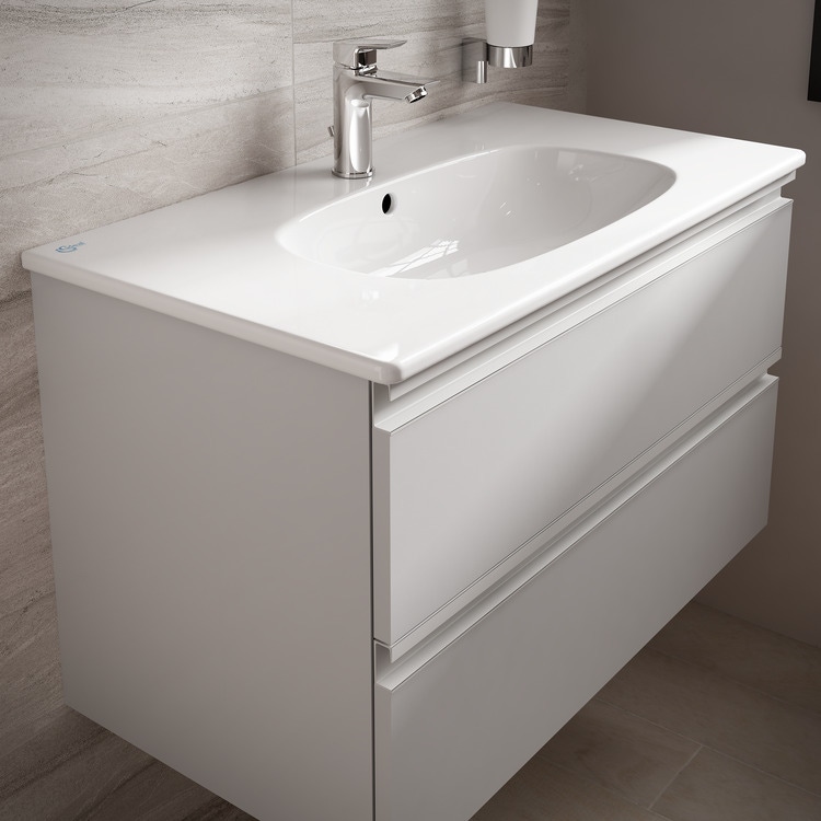 Immagine di Ideal Standard TESI lavabo top L.80 cm monoforo, con troppopieno, colore bianco T350901