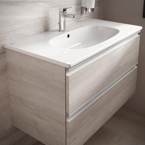 Immagine di Ideal Standard TESI lavabo top L.80 cm monoforo, con troppopieno, colore bianco T350901
